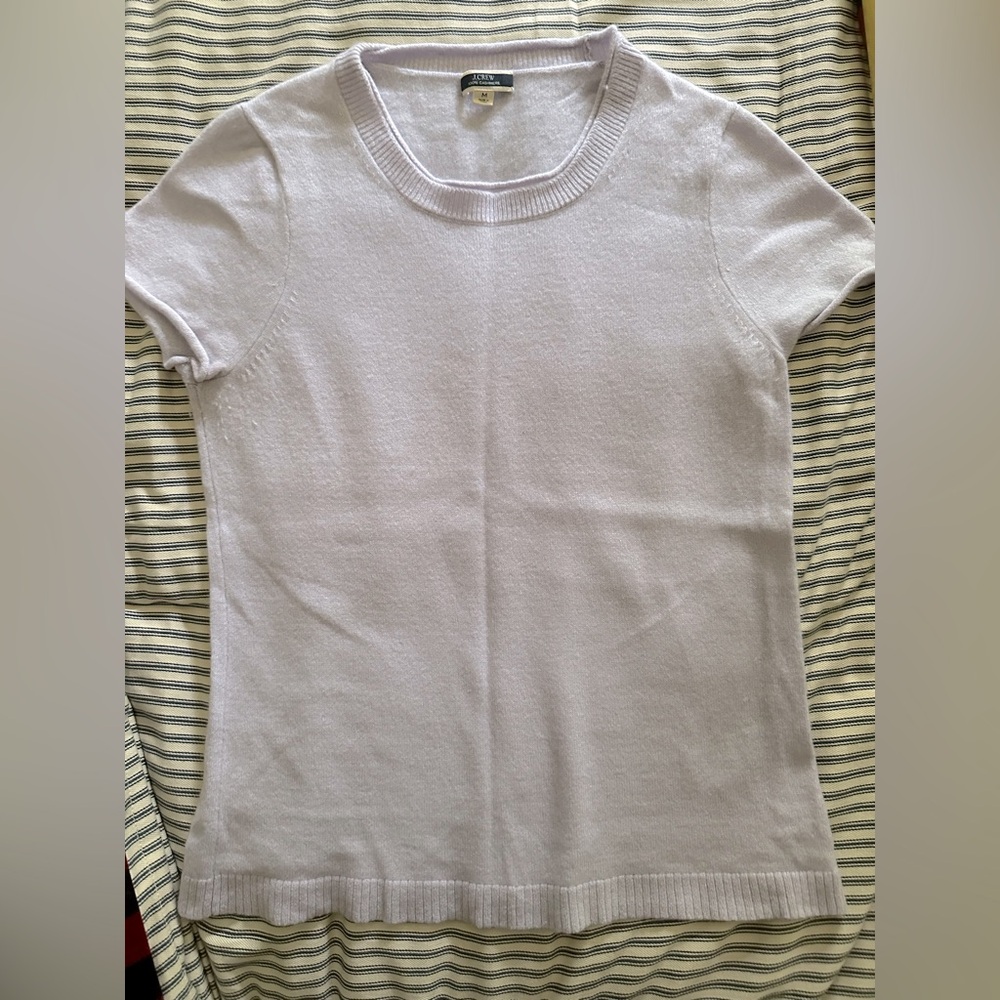 J. Crew Cashmere Shirt Sleeve Sweater - Lavender / Lilac - Size M